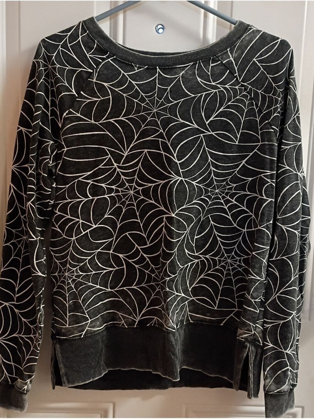 2/$10 Dark Grey Fade Spiderweb Print Pullover Sweatshirt Small